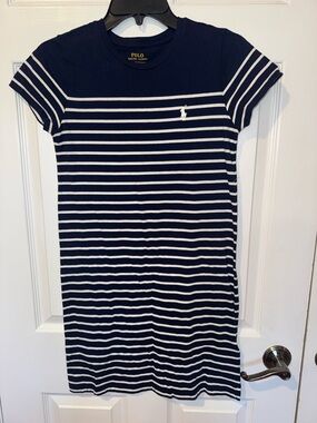 Polo by Ralph Lauren Navy & White Striped T-Shirt Dress